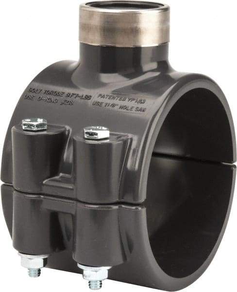 Value Collection - 3 x 1" PVC Plastic Pipe Clamp On Saddle with Viton O-Ring - Schedule 80, Pipe O.D. x SR Fipt End Connections - Apex Tool & Supply
