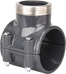 Value Collection - 3 x 2" PVC Plastic Pipe Clamp On Saddle with Viton O-Ring - Schedule 80, Pipe O.D. x SR Fipt End Connections - Apex Tool & Supply