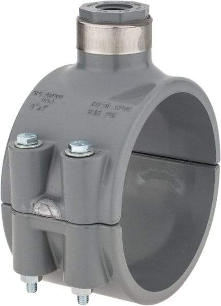 Value Collection - 4 x 1/2" CPVC Plastic Pipe Clamp On Saddle with Viton O-Ring - Schedule 80, Pipe O.D. x SR Fipt End Connections - Apex Tool & Supply