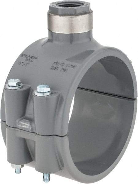 Value Collection - 4 x 3/4" CPVC Plastic Pipe Clamp On Saddle with Viton O-Ring - Schedule 80, Pipe O.D. x SR Fipt End Connections - Apex Tool & Supply