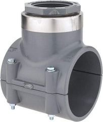 Value Collection - 4 x 2-1/2" CPVC Plastic Pipe Clamp On Saddle with Viton O-Ring - Schedule 80, Pipe O.D. x SR Fipt End Connections - Apex Tool & Supply