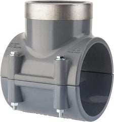 Value Collection - 4 x 3" CPVC Plastic Pipe Clamp On Saddle with Viton O-Ring - Schedule 80, Pipe O.D. x SR Fipt End Connections - Apex Tool & Supply