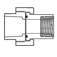 Value Collection - 2" PVC Plastic Pipe Union with EPDM O-Ring - Schedule 80, PVC Slip x Brass Fipt End Connections - Apex Tool & Supply