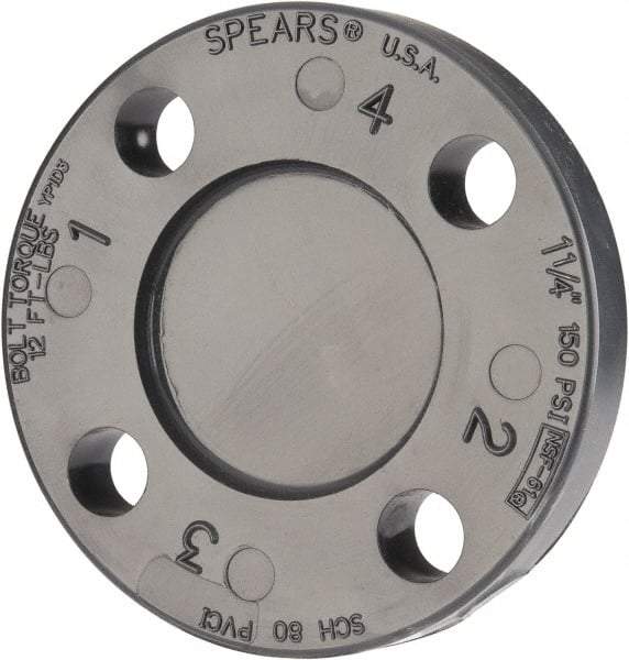 Value Collection - 1-1/4" Pipe, 4-5/8" OD, PVC Blind Pipe Flange - Schedule 80, Gray - Apex Tool & Supply