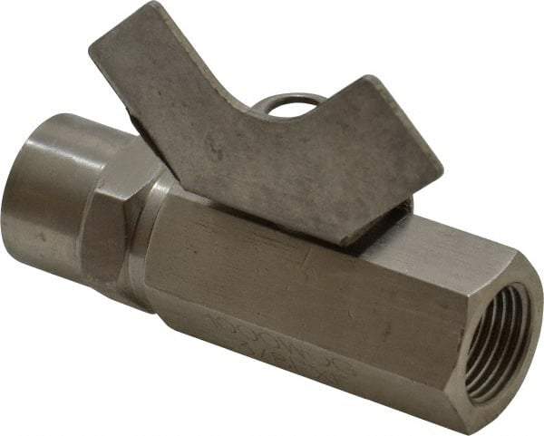 Midwest Control - 3/8" Pipe, Reduced Port, Stainless Steel Miniature Ball Valve - 2 Piece, Inline - Two Way Flow, FNPT x FNPT Ends, Butterfly Handle, 1,000 WOG, 150 WSP - Apex Tool & Supply