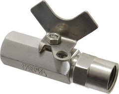 Midwest Control - 1/2" Pipe, Reduced Port, Stainless Steel Miniature Ball Valve - 2 Piece, Inline - Two Way Flow, FNPT x FNPT Ends, Butterfly Handle, 1,000 WOG, 150 WSP - Apex Tool & Supply