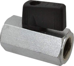 Midwest Control - 1/4" Pipe, Full Port, Brass Miniature Ball Valve - 1 Piece, Inline - Two Way Flow, FNPT x FNPT Ends, Wedge Handle, 450 WOG - Apex Tool & Supply