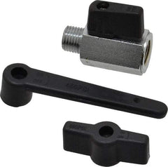 Midwest Control - 1/4" Pipe, Full Port, Brass Miniature Ball Valve - 1 Piece, Inline - Two Way Flow, MNPT x FNPT Ends, Wedge Handle, 450 WOG - Apex Tool & Supply