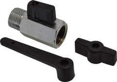 Midwest Control - 1/2" Pipe, Standard Port, Brass Miniature Ball Valve - 1 Piece, Inline - Two Way Flow, MNPT x FNPT Ends, Wedge Handle, 450 WOG - Apex Tool & Supply