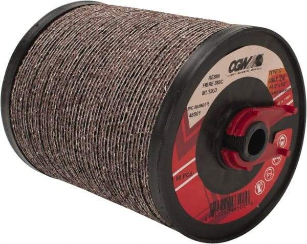 Camel Grinding Wheels - 4-1/2" Diam 7/8" Hole 24 Grit Fiber Disc - Very Coarse Grade, Aluminum Oxide, 13,300 Max RPM - Apex Tool & Supply