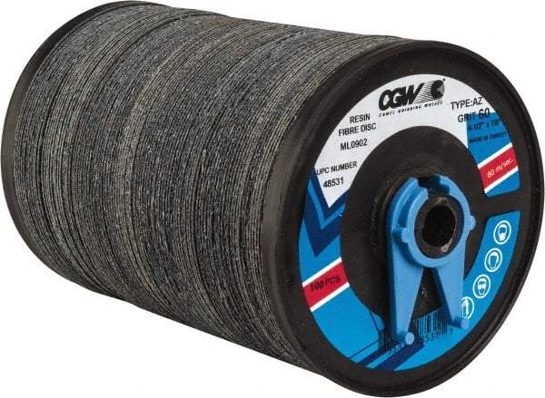 Camel Grinding Wheels - 4-1/2" Diam 7/8" Hole 60 Grit Fiber Disc - Medium Grade, Zirconia Alumina, 13,300 Max RPM - Apex Tool & Supply