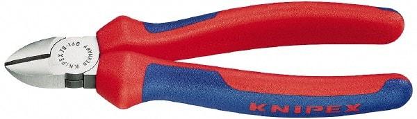 Knipex - 7" OAL, 1/8" Capacity, 1" Jaw Length x 1" Jaw Width, Diagonal Cutter Pliers - Oval Head, Ergo Two Component Handles - Apex Tool & Supply