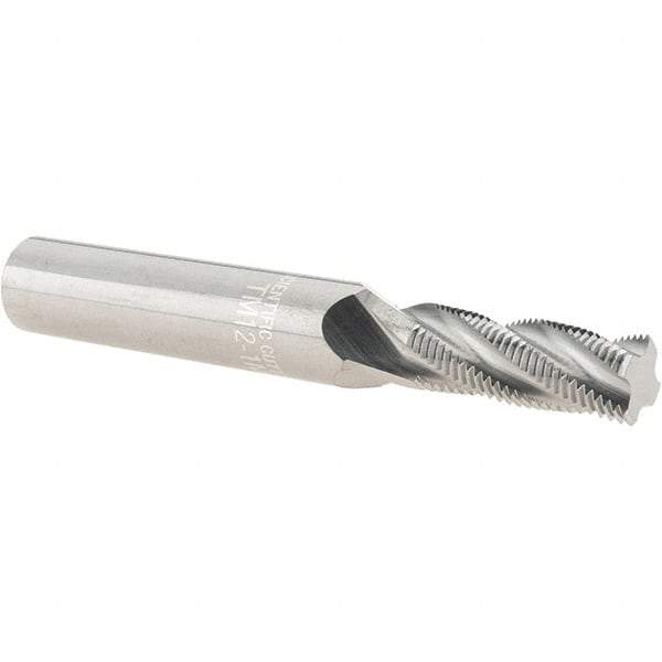 Scientific Cutting Tools - M12x1.00 Metric Fine, 0.4" Cutting Diam, 4 Flute, Solid Carbide Helical Flute Thread Mill - Internal/External Thread, 1.079" LOC, 3-1/2" OAL, 1/2" Shank Diam - Apex Tool & Supply