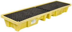 Enpac - 66 Gal Sump, 3,000 Lb Capacity, 4 Drum, Plastic Spill Deck or Pallet - 98" Long x 25-1/4" Wide x 13.43" High, Yellow, Low Profile, Vertical, Inline Drum Configuration - Apex Tool & Supply