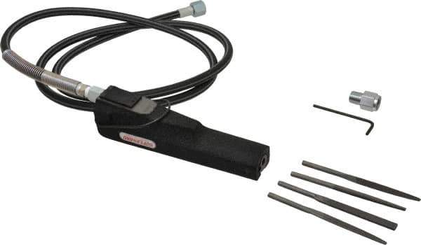 Nitto Kohki - 8.5 CFM Air Consumption, 9 mm Long Stroke Flat, Half Round, Round and Triangular Air Files - 3,700 Blow per Minute, 85 psi Air Pressure, 1/4 NPT Inlet - Apex Tool & Supply