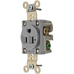 Hubbell Wiring Device-Kellems - 125V 20A NEMA 5-20R Industrial Grade Gray Straight Blade Single Receptacle - Apex Tool & Supply