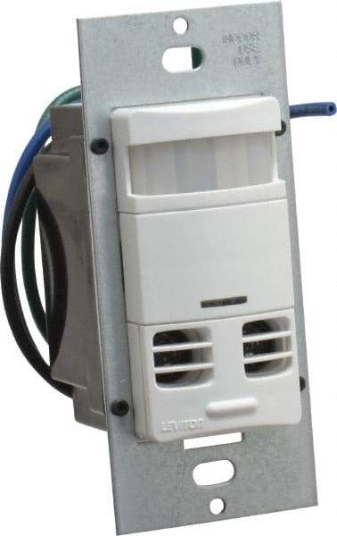 Leviton - 2,400 Square Ft. Coverage, Infrared and Ultrasonic Occupancy Sensor Wall Switch - 800 at 120 V Incandescent, 1,200 at 120 V and 2,700 at 277 V Fluorescent, 120 to 277 VAC, White - Apex Tool & Supply
