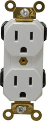 Leviton - 125 VAC, 15 Amp, 5-15R NEMA Configuration, White, Industrial Grade, Self Grounding Duplex Receptacle - 1 Phase, 2 Poles, 3 Wire, Flush Mount, Impact and Tamper Resistant - Apex Tool & Supply