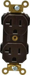 Leviton - 125 VAC, 20 Amp, 5-20R NEMA Configuration, Brown, Industrial Grade, Self Grounding Duplex Receptacle - 1 Phase, 2 Poles, 3 Wire, Flush Mount, Impact and Tamper Resistant - Apex Tool & Supply