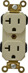 Leviton - 125 VAC, 20 Amp, 5-20R NEMA Configuration, Ivory, Industrial Grade, Self Grounding Duplex Receptacle - 1 Phase, 2 Poles, 3 Wire, Flush Mount, Impact and Tamper Resistant - Apex Tool & Supply