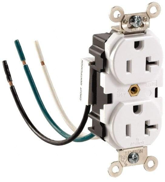 Leviton - 125 VAC, 15 Amp, 5-15R NEMA Configuration, Gray, Hospital Grade, Self Grounding Duplex Receptacle - 1 Phase, 2 Poles, 3 Wire, Flush Mount, Impact and Tamper Resistant - Apex Tool & Supply