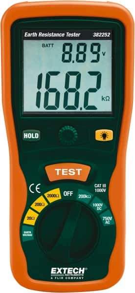 Extech - LCD Display Earth Ground Resistance Tester - AA Battery - Apex Tool & Supply