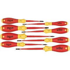 Wiha - 8 Piece Slotted, Phillips & Square Screwdriver Set - Bit Sizes: Philips #1 & #2, Comes in Box - Apex Tool & Supply