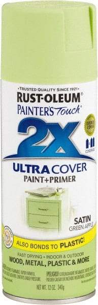 Rust-Oleum - Green Apple, Satin, Enamel Spray Paint - 8 Sq Ft per Can, 12 oz Container, Use on Multipurpose - Apex Tool & Supply