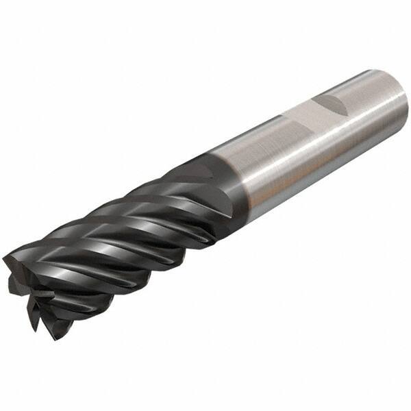 Iscar - 12mm, 25mm LOC, 12mm Shank Diam, 83mm OAL, 6 Flute, Solid Carbide Square End Mill - Single End, TiAlN Finish, Spiral Flute, 45° Helix, Right Hand Cut, Right Hand Flute - Apex Tool & Supply