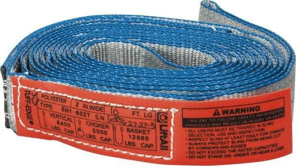 Lift-All - 10' Long x 2" Wide, 6,400 Lb Vertical Capacity, 1 Ply, Nylon Web Sling - 5,000 Lb Choker Capacity - Apex Tool & Supply