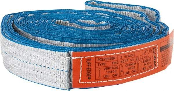 Lift-All - 10' Long x 2" Wide, 12,400 Lb Vertical Capacity, 2 Ply, Nylon Web Sling - 9,900 Lb Choker Capacity - Apex Tool & Supply