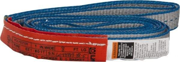 Lift-All - 8' Long x 1" Wide, 1,600 Lb Vertical Capacity, 1 Ply, Polyester Web Sling - 1,250 Lb Choker Capacity - Apex Tool & Supply