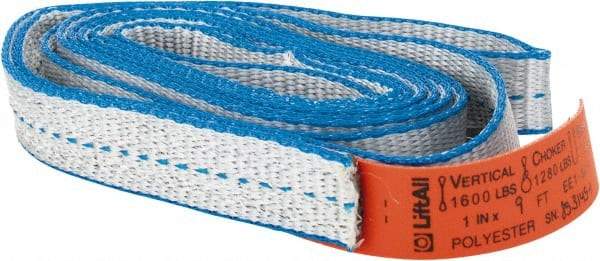 Lift-All - 9' Long x 1" Wide, 1,600 Lb Vertical Capacity, 1 Ply, Polyester Web Sling - 1,250 Lb Choker Capacity - Apex Tool & Supply