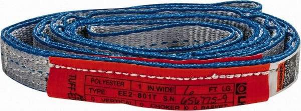 Lift-All - 6' Long x 1" Wide, 3,200 Lb Vertical Capacity, 2 Ply, Polyester Web Sling - 2,500 Lb Choker Capacity - Apex Tool & Supply