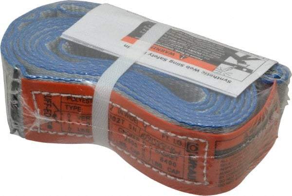 Lift-All - 9' Long x 2" Wide, 3,200 Lb Vertical Capacity, 1 Ply, Polyester Web Sling - 2,500 Lb Choker Capacity - Apex Tool & Supply