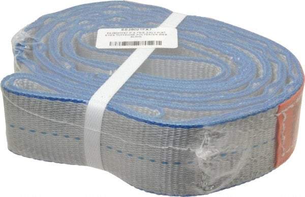 Lift-All - 7' Long x 2" Wide, 6,400 Lb Vertical Capacity, 2 Ply, Polyester Web Sling - 5,000 Lb Choker Capacity - Apex Tool & Supply