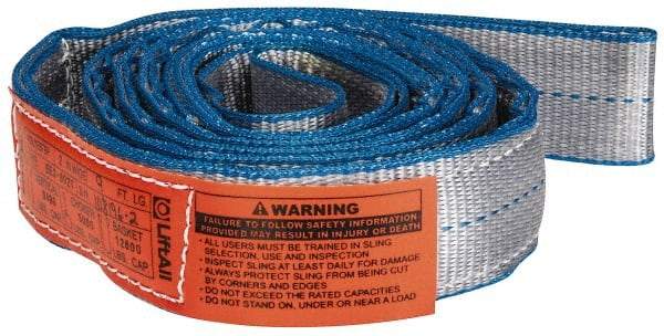Lift-All - 9' Long x 2" Wide, 6,400 Lb Vertical Capacity, 2 Ply, Polyester Web Sling - 5,000 Lb Choker Capacity - Apex Tool & Supply