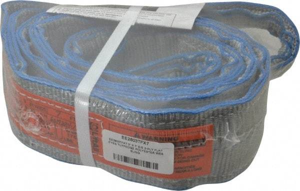 Lift-All - 7' Long x 3" Wide, 8,600 Lb Vertical Capacity, 2 Ply, Polyester Web Sling - 6,900 Lb Choker Capacity - Apex Tool & Supply