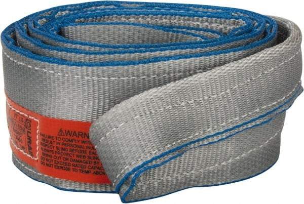Lift-All - 8' Long x 4" Wide, 11,500 Lb Vertical Capacity, 2 Ply, Polyester Web Sling - 9,200 Lb Choker Capacity - Apex Tool & Supply