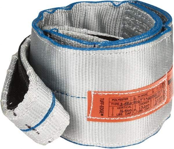 Lift-All - 6' Long x 6" Wide, 16,300 Lb Vertical Capacity, 2 Ply, Polyester Web Sling - 13,000 Lb Choker Capacity - Apex Tool & Supply