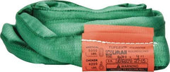 Lift-All - 4' Long x 4" Wide, 5,300 Lb Vertical Capacity, Polyester Web Sling - 4,200 Lb Choker Capacity, 7/8" Diam Chain, Green - Apex Tool & Supply
