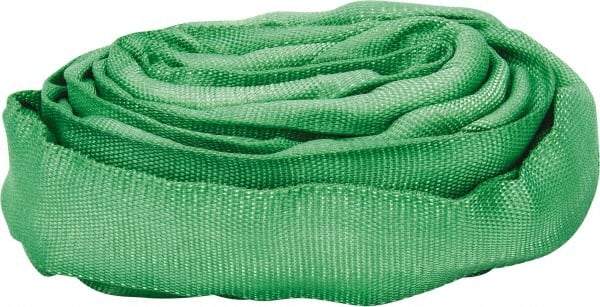 Lift-All - 6' Long x 1-3/8" Wide, 5,300 Lb Vertical Capacity, Polyester Web Sling - 4,200 Lb Choker Capacity, 7/8" Diam Chain, Green - Apex Tool & Supply