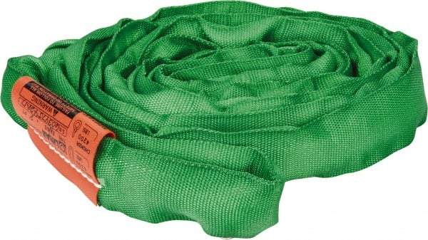 Lift-All - 8' Long x 1-3/8" Wide, Polyester Web Sling - 4,200 Lb Choker Capacity, 7/8" Diam Chain, Green - Apex Tool & Supply