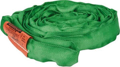 Lift-All - 8' Long x 1-3/8" Wide, Polyester Web Sling - 4,200 Lb Choker Capacity, 7/8" Diam Chain, Green - Apex Tool & Supply