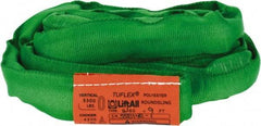 Lift-All - 9' Long x 1-3/8" Wide, Polyester Web Sling - 4,200 Lb Choker Capacity, 7/8" Diam Chain, Green - Apex Tool & Supply