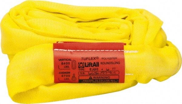 Lift-All - 6' Long x 1-3/4" Wide, Polyester Web Sling - 6,700 Lb Choker Capacity, 1-1/8" Diam Chain, Yellow - Apex Tool & Supply