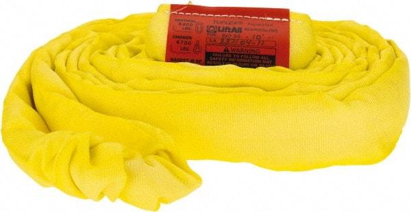 Lift-All - 10' Long x 1-3/4" Wide, Polyester Web Sling - 6,700 Lb Choker Capacity, 1-1/8" Diam Chain, Yellow - Apex Tool & Supply