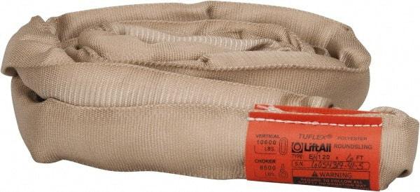 Lift-All - 6' Long x 1-7/8" Wide, Polyester Web Sling - 8,500 Lb Choker Capacity, 1-1/8" Diam Chain, Tan - Apex Tool & Supply