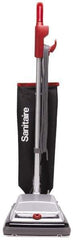 Sanitaire - Single Motor Heavy-Duty Upright Vacuum Cleaner - 12" Cleaning Width, 7" Amps, Ergonomically Looped Handle, Black with Silver Hood - Apex Tool & Supply