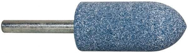 Tru-Maxx - 7/8" Head Diam x 2" Thickness, A11, Pointed Tree End, Aluminum Oxide Mounted Point - Blue, Medium Grade, 60 Grit, 25,420 RPM - Apex Tool & Supply
